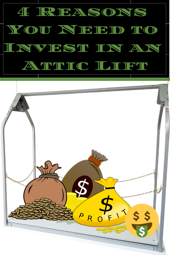 attic lift with bags of money