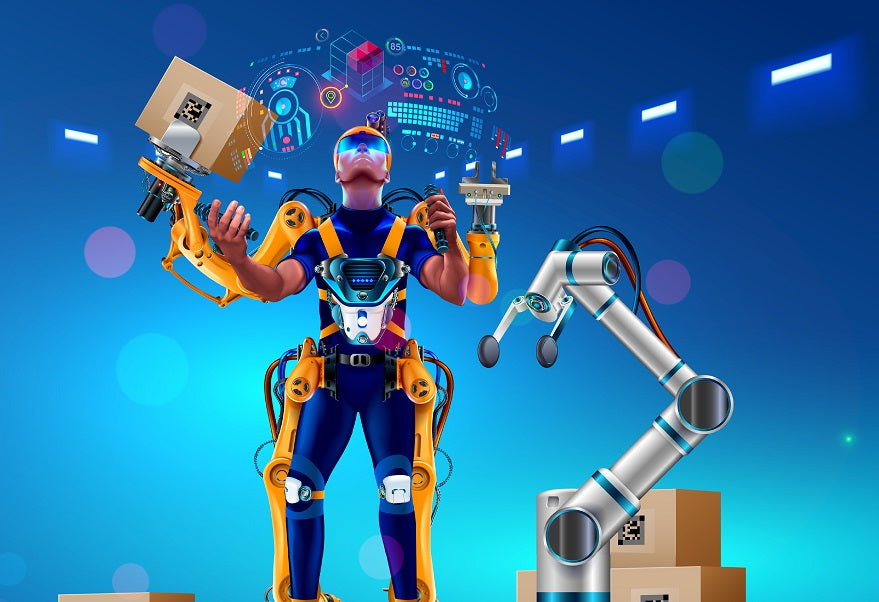 robot with boxes