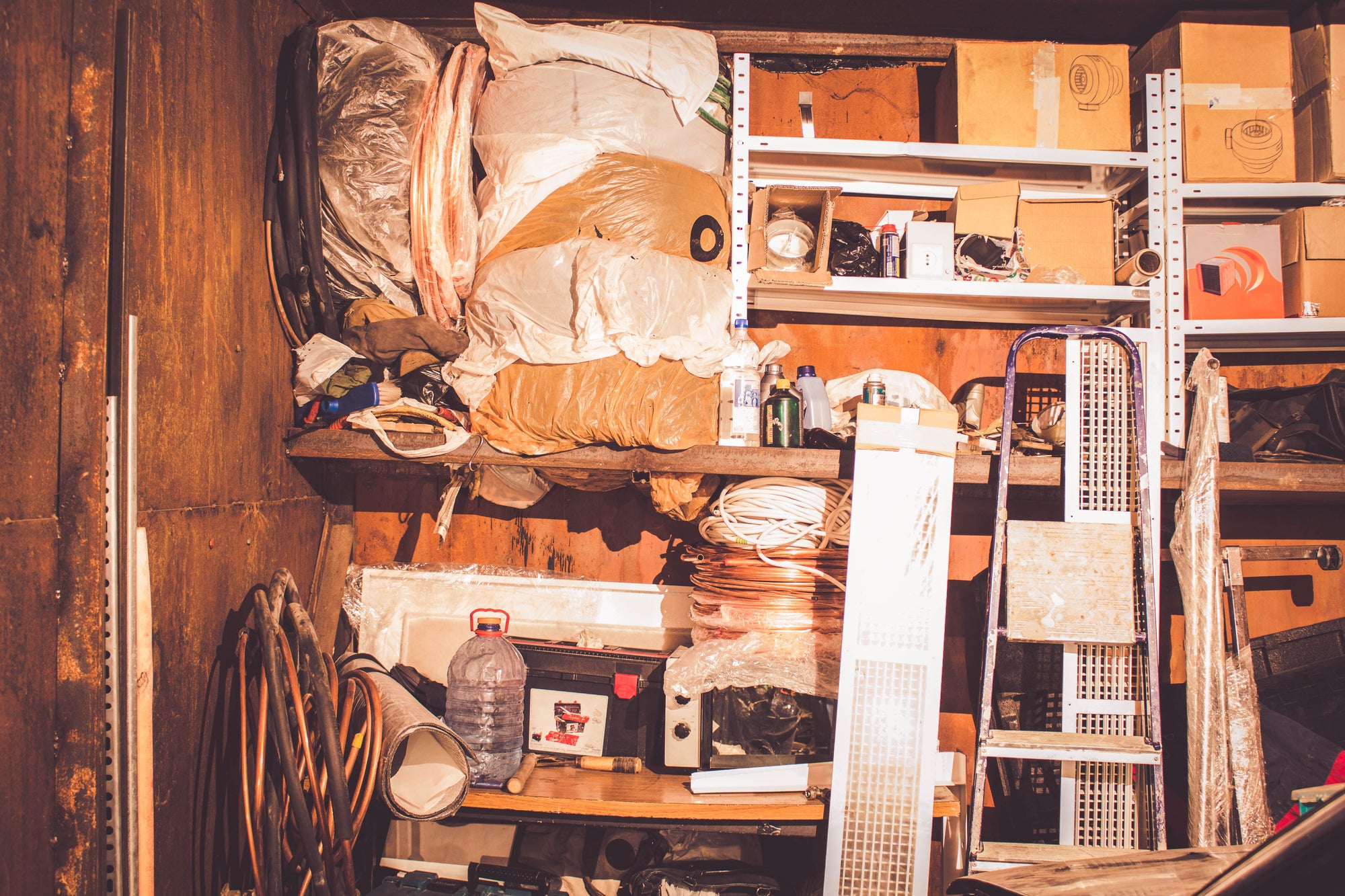junk leaning against a wall