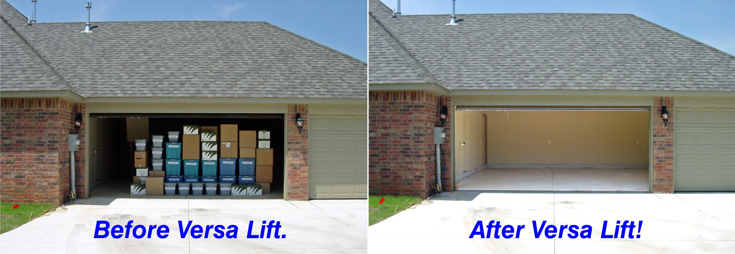 image showing an empty garage and a full garage