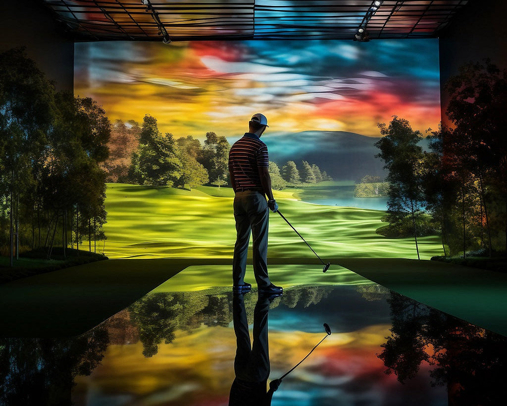 man in golf simulator