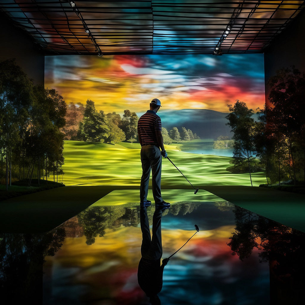 man in golf simulator