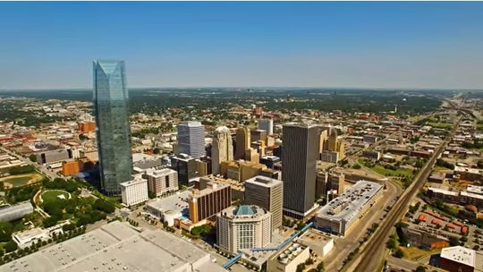 Aerial view of Oklahoma City skyline
