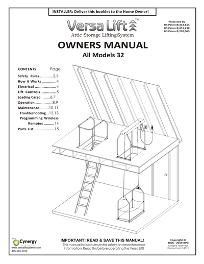 Versalift 32 owners manual