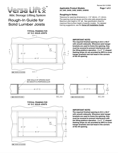 Versalift 24 Rough In