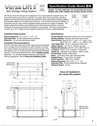 Versalift 24 Specification Sheet